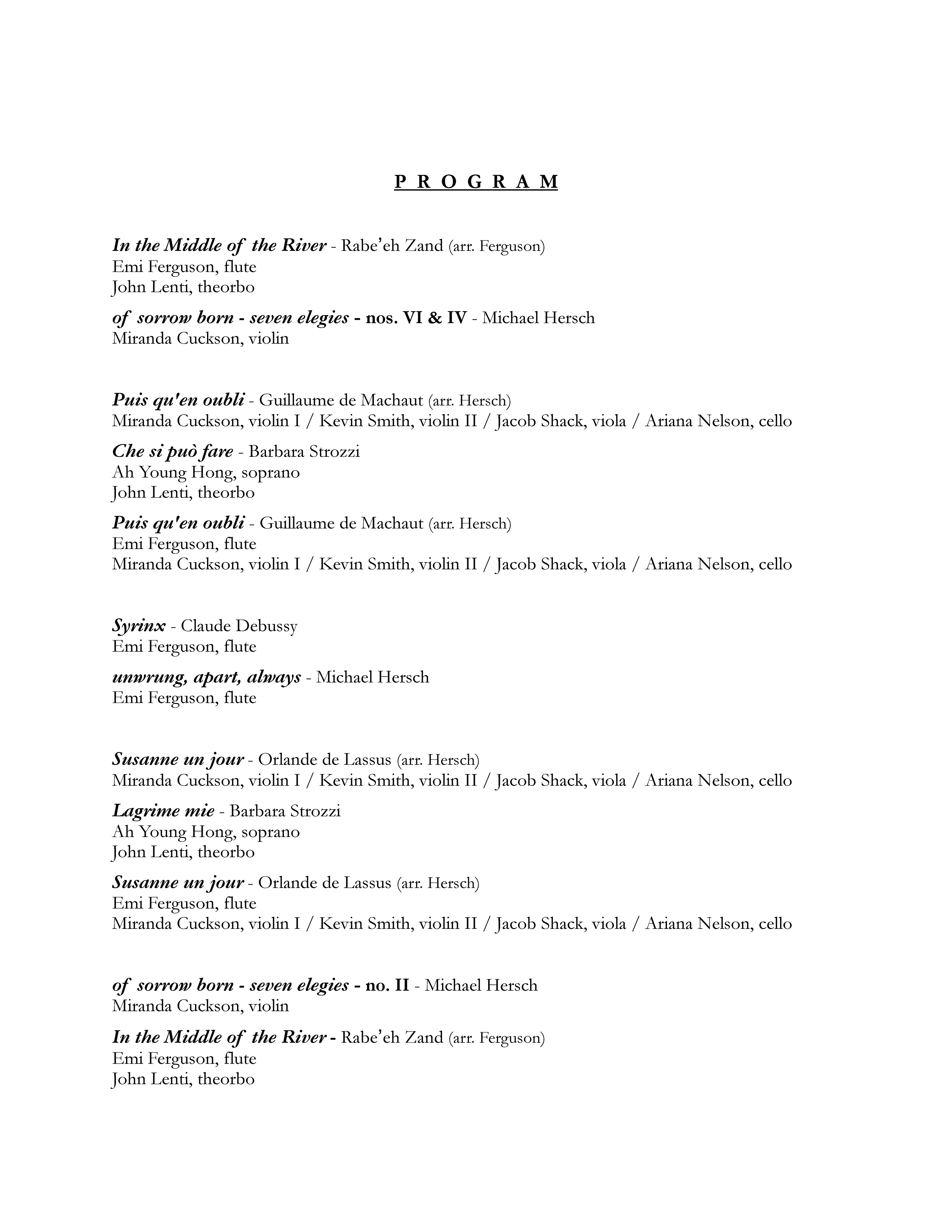 Unwrung Concert Program Booklet